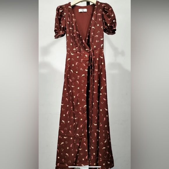 'Justina'
Wine Floral Wrap Dress /Size XS-US 2-4 /NR630 - Picture 6 of 7